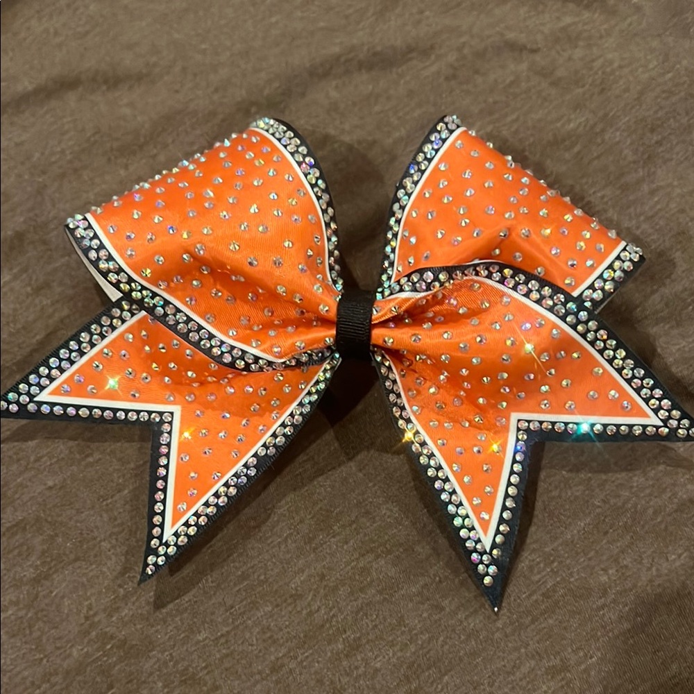 Orange Rhinestone Cheer Bow, The Bow Boys brand
